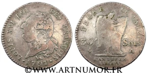 CONSTITUTION - LOUIS XVI, 30 SOLS TYPE FRANÇOIS 1791 A PARIS - Picture 1 of 1