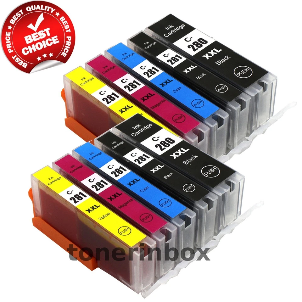 10 PK PGI-280 XXL CLI-281 XXL Ink for Canon PIXMA TS6120 TS6220 TS8120 TS9120 - Image 1 of 4