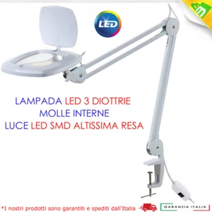 LAMPADA A PANTOGRAFO CON LENTE 3 DIOTTRIE LED CON MORSETTO DA TAVOLO - Foto 1 di 6
