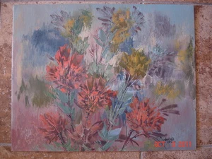 AUFGELISTETES HORIZONTALES BLUMENKÜNSTLER ARNOLD VAIL ÖLGEMÄLDE VATIKAN 18 X 24 LOUISIANA - Bild 1 von 4