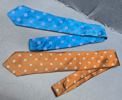 Corbata de cuello azul y naranja David Donahue 100 % seda diseñador para hombre Foto 1 de 4