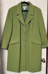 Jessica London Women's Green Trench Wool Blend Coat Single Breasted Sz 22W - Picture 1 of 5