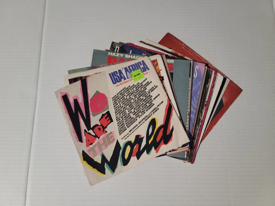 Lot of 25 Picture Sleeves Only 45 RPM Bangles, Heart, Dolly, We are the World. - Image 1 of 4