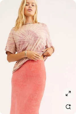 Falda midi tubo acanalado Free People Helen cintura elástica abertura coral talla GRANDE Foto 1 de 4