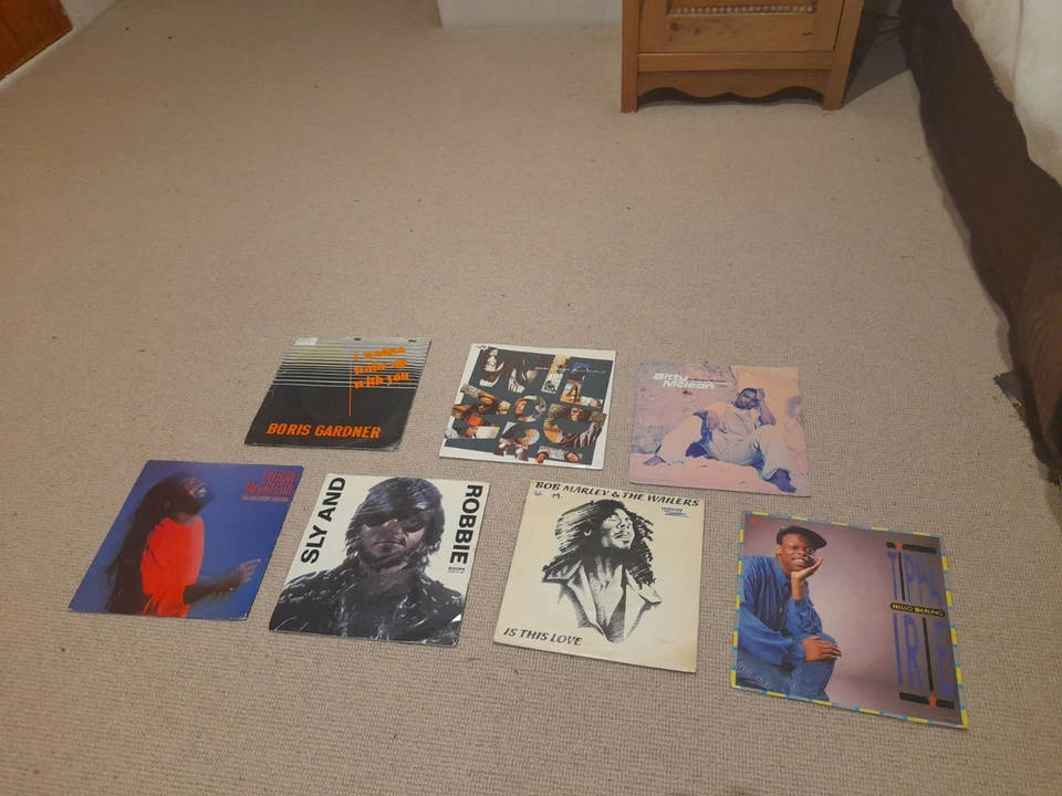 Collection of 7 Reggae 7" vinyl Records Bob Marley Sly & Robbie Tippa Irie Bitty Foto 1 de 1