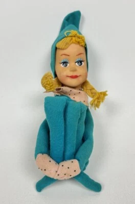 De colección Kamar Abrazador de Rodilla Cara de Goma Pixie Elfo Muñeca Trenzas Pecas Punto Tina 1963 Foto 1 de 4