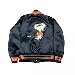 Vintage Chalk Line Satin Jacket Peanuts Joe Tiger Snoopy Youth 6/7 S - Picture 1 of 6
