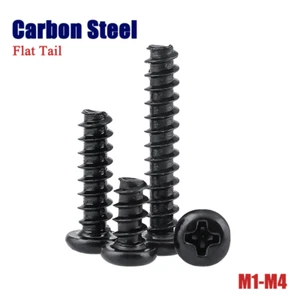 M1-M4 Carbon Steel Phillips Pan Head Self Tapping Screws Flat Tail Blacked  - Picture 1 of 78