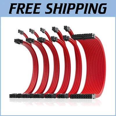 Durable 30cm PSU Extension Cable Set - RGB Tangle-Free Power Supply Upgrade - Image 1 of 4