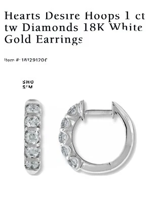 Jared’s Hearts desire 1 Ct diamond hoop earrings current price $4,300 before tax - Image 1 of 4