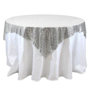 5 Sequins Table Overlay 54"X 54" Sparkly Tablecloth Wedding Cake Event USA SALE - Picture 1 of 6