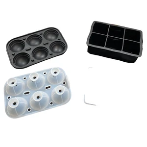 Ice Cube Tray Silicone Combo Ice Molds Sphere and Ice Ball Maker For Cocktails - Picture 1 of 6
