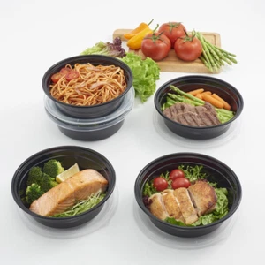 Round Food Storage Containers Boxes With Lids Stackable Reusable BPA-free 5 Pack - Picture 1 of 5
