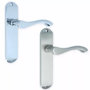 INTERNAL EUROPA LEVER LATCH DOOR HANDLES Pair Polished Satin Chrome Plate Lock - Picture 1 of 3