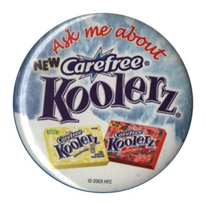 Vtg 2003 Carefree Koolerz Chewing Bubble Gum 3" Button Pin Retro Y2K Advertising - Imagen 1 de 2