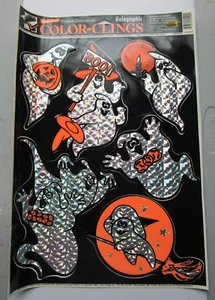 Halloween Holográfico Color-Se Aferra Ventana Fantasmas Duendes De Colección Años 90 EE. UU. Brillo - Imagen 1 de 2