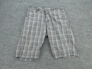 Vans Shorts Boys 14 Gray Plaid Logo Pockets Pants Kids 14 - Picture 1 of 19
