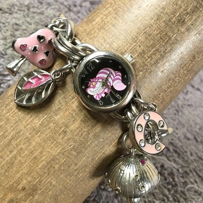 Disney Women AL2005 Dress Cheshire Cat Silver Tone Quartz 22mm Watch 6 1/2" - Image 1 of 4