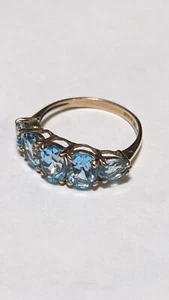Designer Sanuk 10K Yellow Gold 3.50ct Blue Topaz Size 8 Ring - Picture 1 of 7