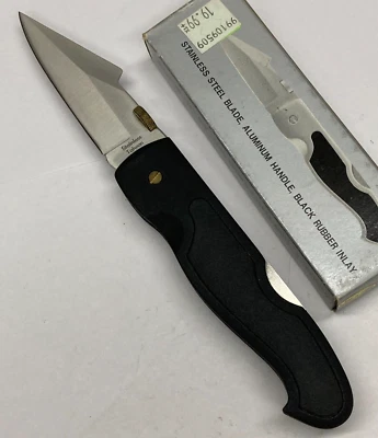 Cuchillo plegable negro con hoja lisa, perilla para pulgar, bloqueo K-7038BK Foto 1 de 4