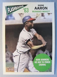 *Raros* Flashbacks de béisbol Hank Aaron 2012 Topps Heritage #HA - Imagen 1 de 2