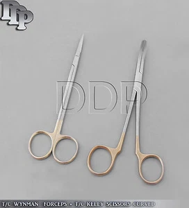 T/C WYNMAN CROWN REMOVER GRIPPER FORCEPS 7" + T/C KELLY SCISSORS CURVED 6.25" - Picture 1 of 3