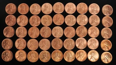 1951 D LINCOLN WHEAT CENTS (50 COIN ROLL) CHOICE UNCIRCULATED RED COINS - Image 1 of 2