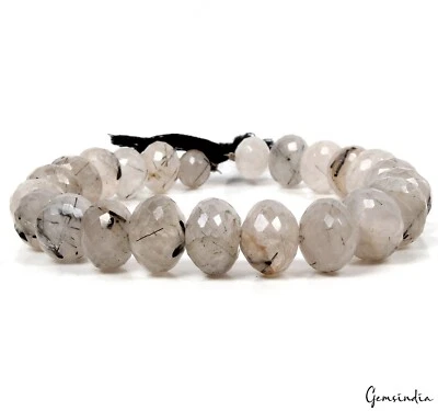 260 Cts Natural Black Rutile Quartz Beads Loose Gemstone 23 Pcs Size 9mm to 14mm - Image 1 of 4