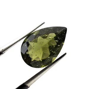 1.99ct MOLDAVITE tektite faceted loose gem PEAR 12x8MM #CM344 - Picture 1 of 2
