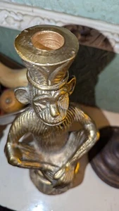 Affe Gold Zirkus Kerzenständer schrullig Metall Vintage Stil  - Bild 1 von 13