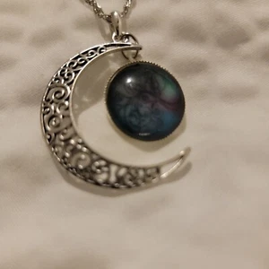 Damen Silber Mond Lebensbaum Charm Runde Verbindung Verstellbar Mode Halskette - Bild 1 von 9