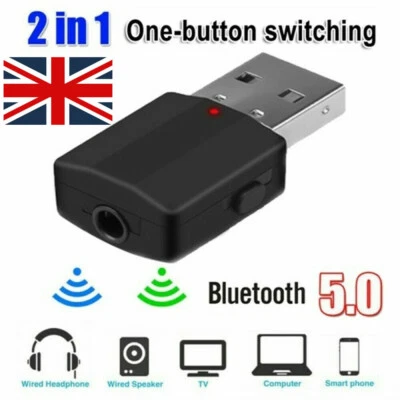 Devices 2 in 1 Bluetooth 5.0 Adapter USB Transmitter Music Audio Receiver - Image 1 of 4