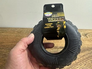 All Terrain Medium 15cm Rubber Tyre Chew Toy Pet Dog Play Black Heavy Duty - Bild 1 von 7
