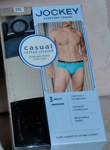 Jockey Herren 2XL Freizeit Baumwolle Stretch Slips 3er Pack Atmungsaktiv Einfarbig XXL - Bild 1 von 4