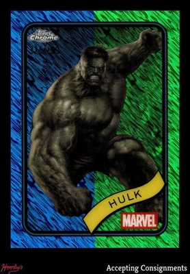 2025 Topps Chrome Marvel Blue and Green Shimmer #128 Hulk 114/199 - Image 1 of 2