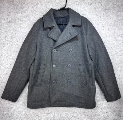 Old Navy Peacoat Double Breasted Gray Jacket Lined Men's Size Large - Image 1 of 4
