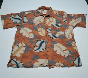 Camisa de seda hawaiana Banana Cabana para hombre palmeras tropicales marrón óxido grande - Imagen 1 de 7