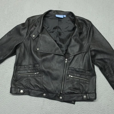 Chaqueta de Motocicleta Simply Vera Wang Mujer XL Cuero Negro Cremallera Clásica Foto 1 de 4