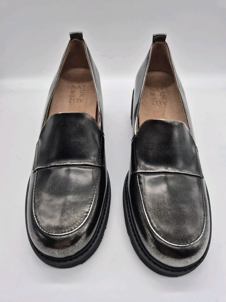 Zapatos Mocasines Naturalizer Para Mujer Talla 7.5 Cuero Negro/Gris Grueso Darry 375 Foto 1 de 4