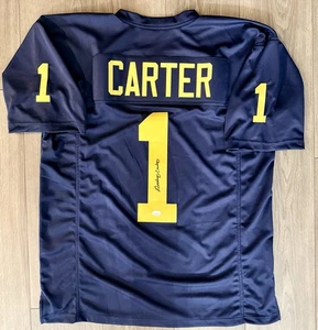 Michigan Wolverines Anthony Carter Autographed Signed Custom Blue Jersey JSA COA - Picture 1 of 3