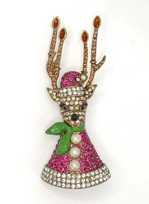 Prendedor de reno de cristal y esmalte firmado por Heidi Daus "Candle-Iscious" NiBwT Foto 1 de 4