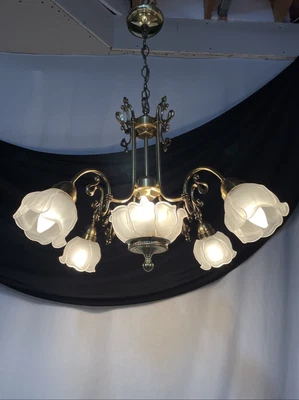 De Colección Art Nouveau Deco Araña Estilo Lalique Vidrio Flor Pétalo Hoja MCM Mid Mod Foto 1 de 4