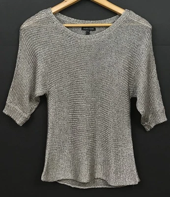 Suéter Top Eileen Fisher Manga Corta Mezcla Viscosa Tejido Dorado Beige Talla S Foto 1 de 4