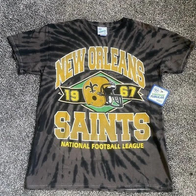 Camiseta negra tubular tie-dye vintage marca New Orleans Saints 47 para hombre talla M Foto 1 de 4