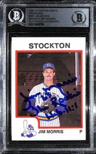 1987 Stockton Ports JIM MORRIS "The Rookie" Signed Card #261 SLABBED BAS Witness