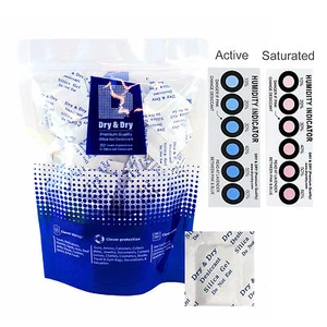 [100 Packets]2 gram Silica Gel Desiccant & 2 Humidity Cards - Reusable Paper - Picture 1 of 10