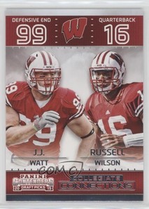 2015 Panini Contenders Draft Picks Collegiate Connections Russell Wilson JJ Watt