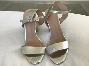 New Look Silver Block Heel Sandal Size 4 - Picture 1 of 6