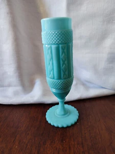 Victorian Turquoise Glass Vase, Moulded (M6) - Picture 1 of 6