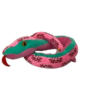 Wild Republic Honeycomb Pink Green Snake Plush Stuffed Animal 54" Vibrant - Picture 1 of 7